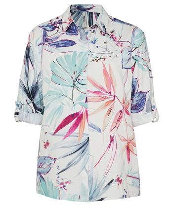 TONI Bluse Leinenmischung Blumen Clay