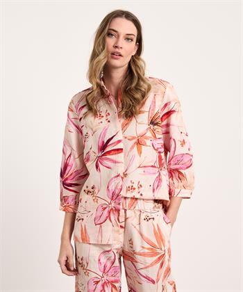 TONI Bluse Leinenmischung Blumen Clay