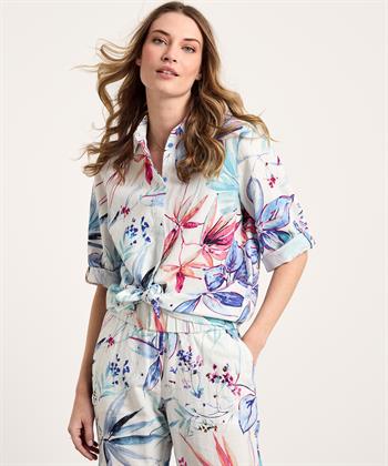 TONI Bluse Leinenmischung Blumen Clay