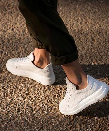 VIA VAI Leder Platform Sneaker Blue Maze